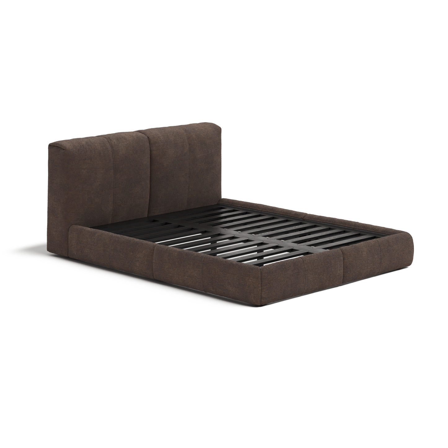 Delve Bed Frame | Fabric Upholstered Bed Frame | Chocolate Chenille | Dark Brown