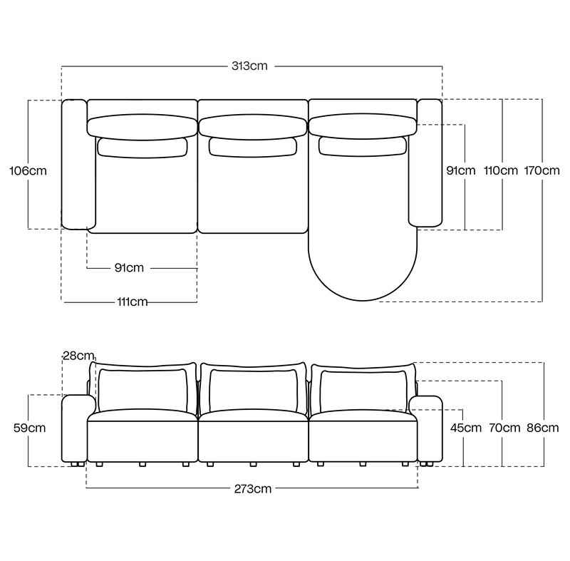 Lilac / 4 Seater with Chaise