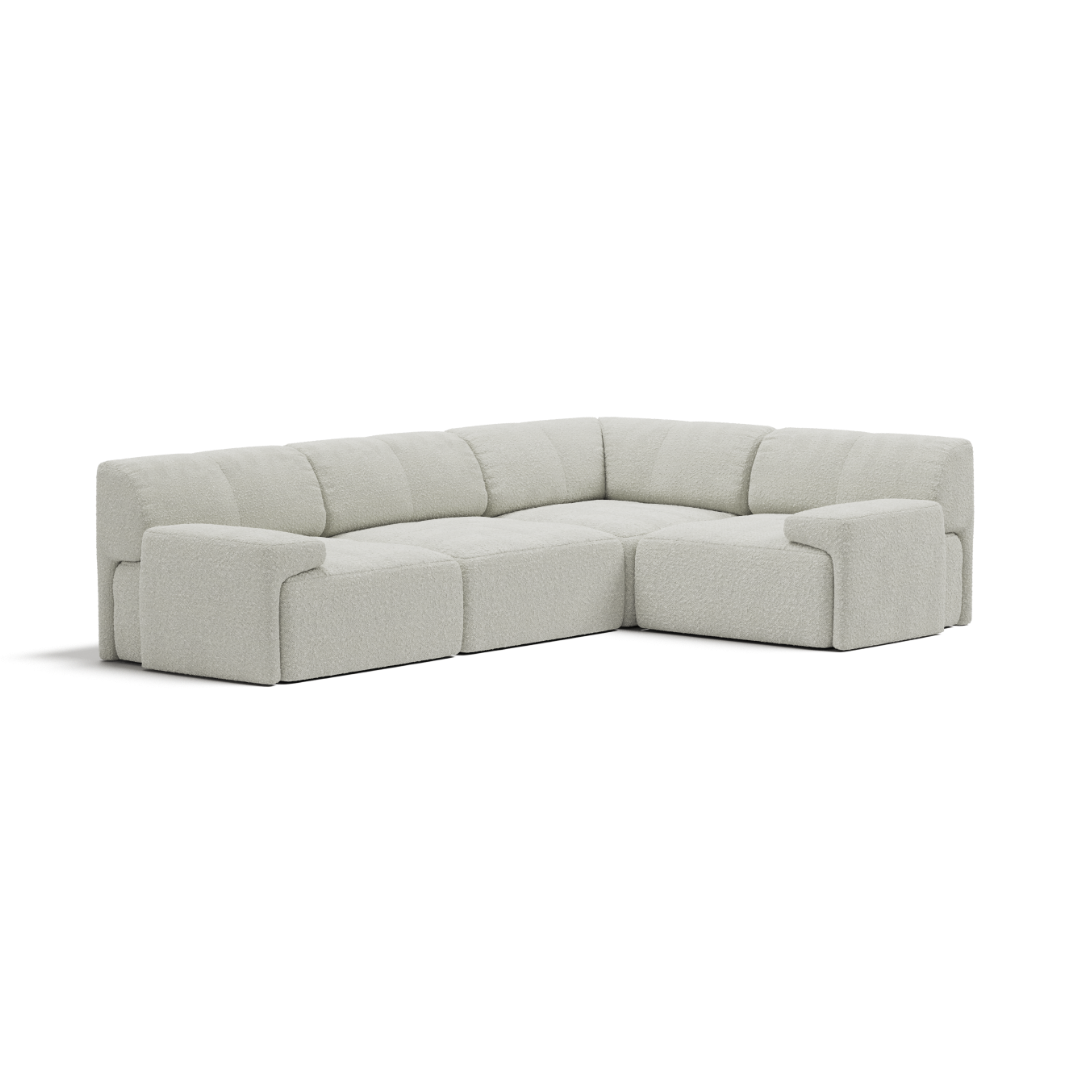 Cream Bouclé 5 Seater L-shape