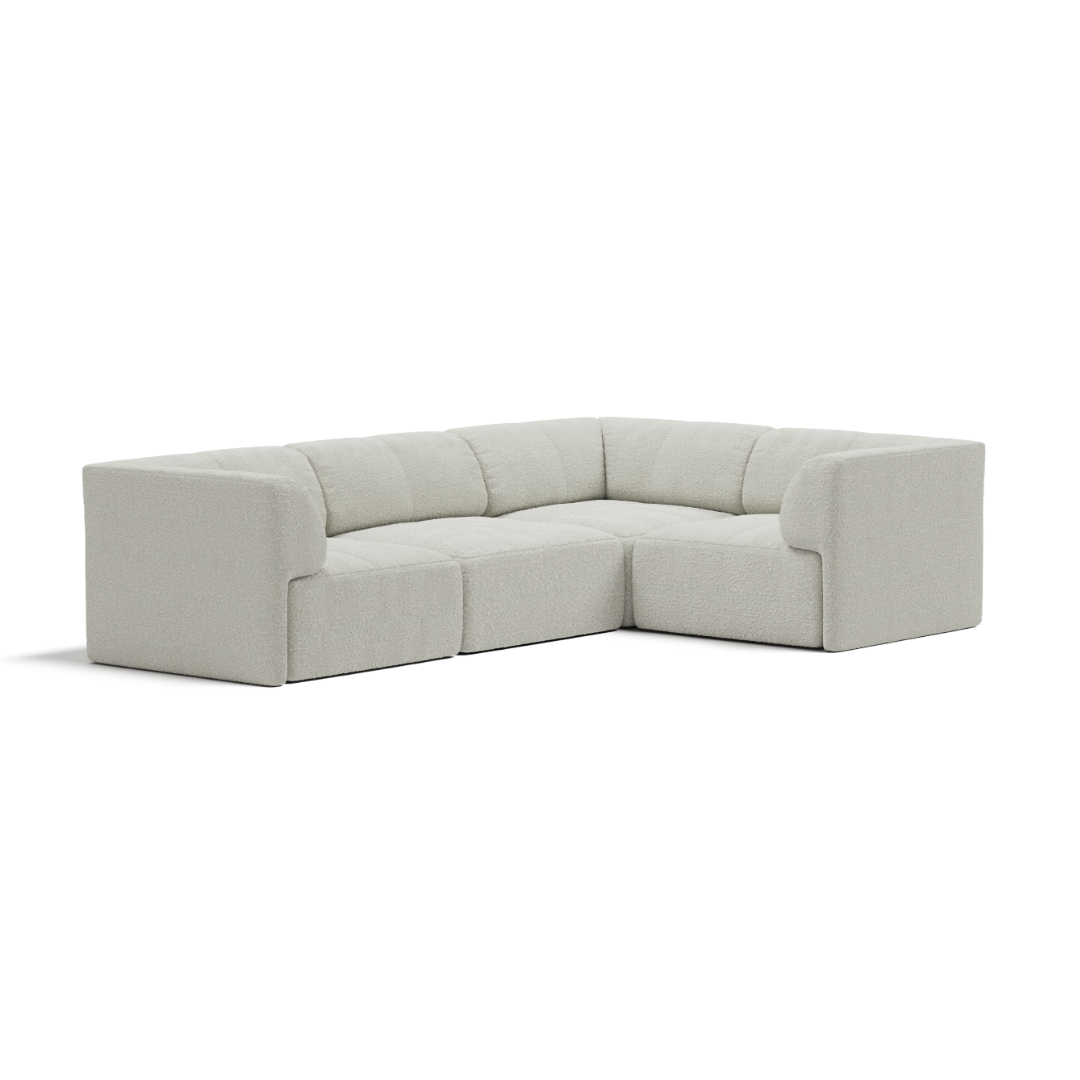 Cream Bouclé 6 Seater L-shape