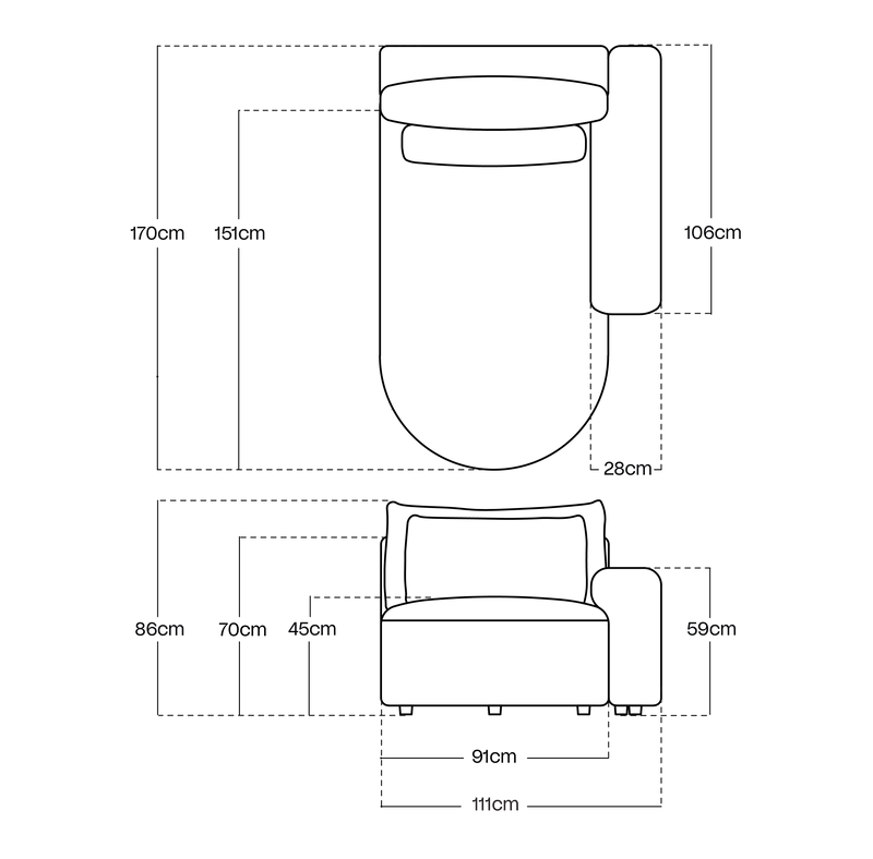 Pearl / Right Chaise