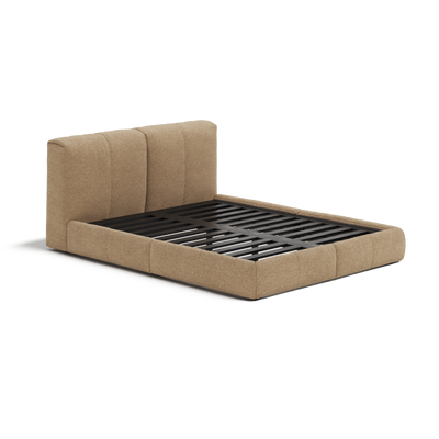Delve Bed Frame | Fabric Upholstered Bed Frame | Biscuit Chenille | Light Brown