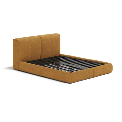 Delve Bed Frame | Fabric Upholstered Bed Frame | Mustard Chenille | Orange Yellow