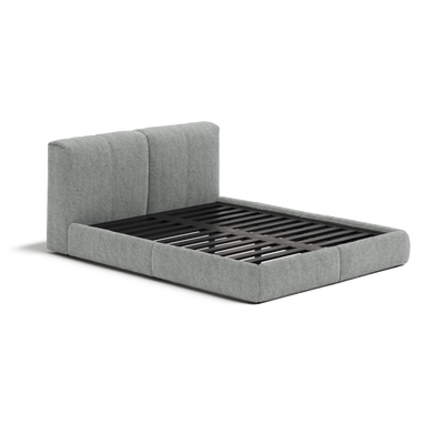 Delve Bed Frame | Fabric Upholstered Bed Frame | Pewter Chunky Weave | Dark Grey
