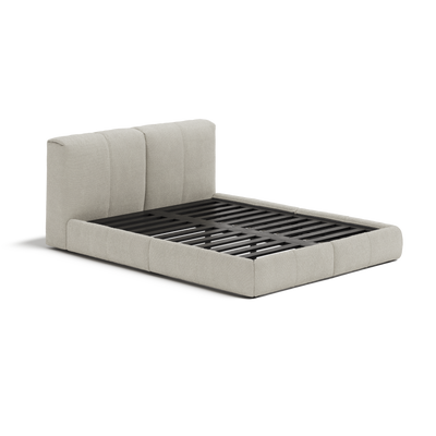 Delve Bed Frame | Fabric Upholstered Bed Frame | Sand Chunky Weave | Oatmeal Grey 