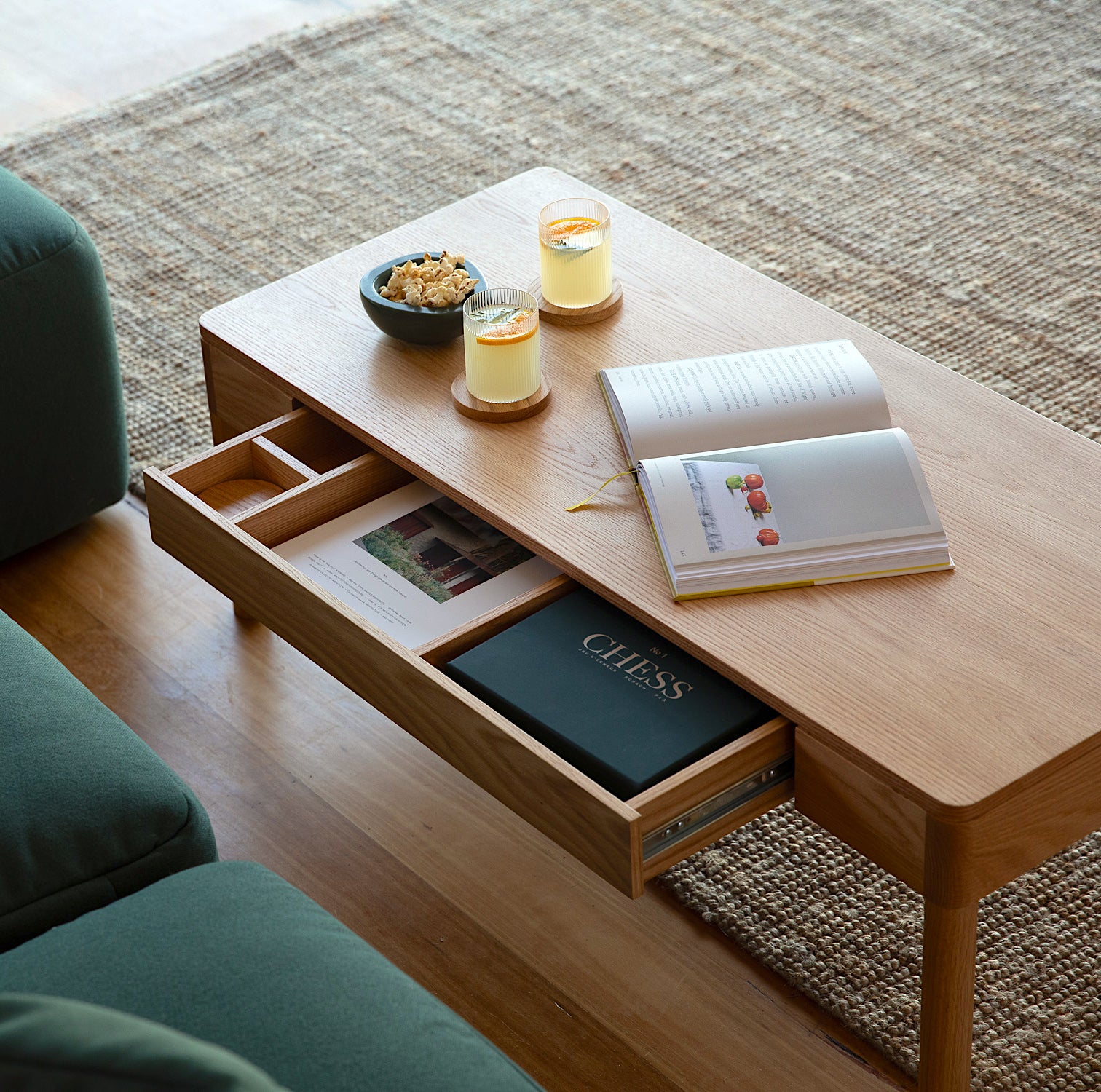 Storage wood deals coffee table